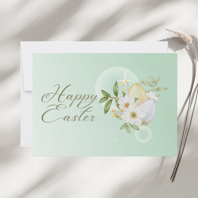 Pastel Easter Eggs Floral Christian Happy Easter Card (Creator Uploaded)