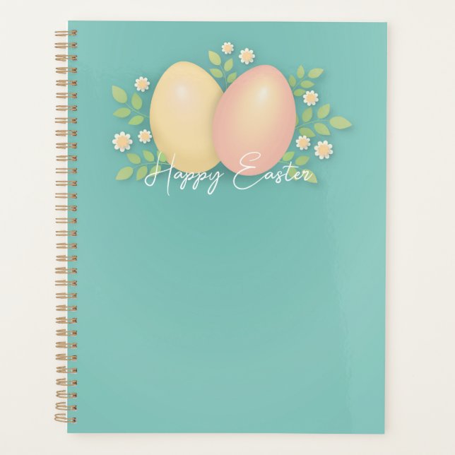 Pastel easter eggs floral spring holiday planner (Front)