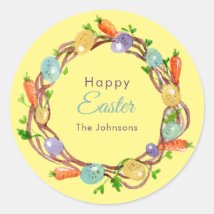 Pastel Easter eggs yellow  Classic Round Sticker