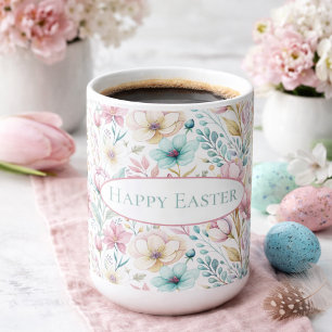 Pastel Easter Floral Art with Spring Blooms  Coffee Mug