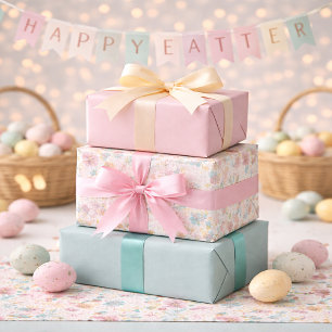 Pastel Easter Floral & Coordinating Spring Wrapping Paper Sheet