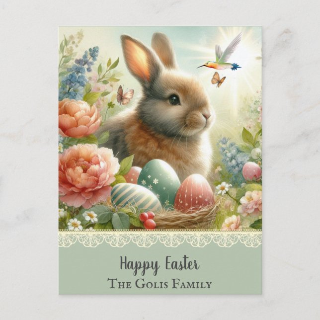 Pastel Easter Holiday Personalised Postcard (Front)
