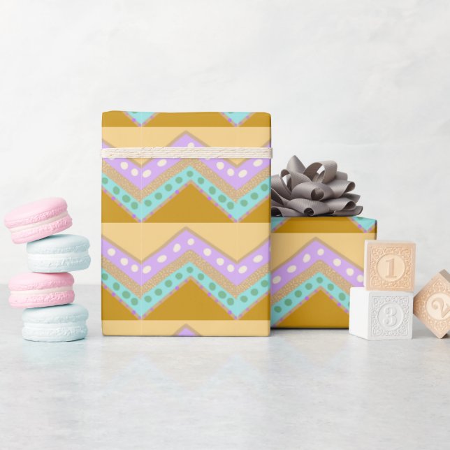 Pastel Easter Zig Zag Pattern Wrapping Paper (Baby Shower)