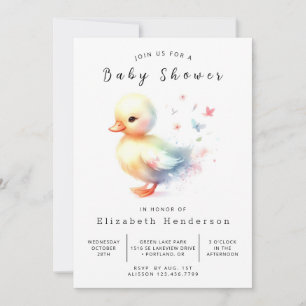 Pastel Editable Duck Baby Shower  Invitation