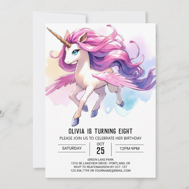 Pastel Editable Horse Birthday Invitation (Front)