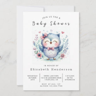 Pastel Editable Owl Baby Shower Invitation