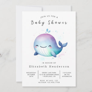 Pastel Editable Whale Baby Shower Invitation