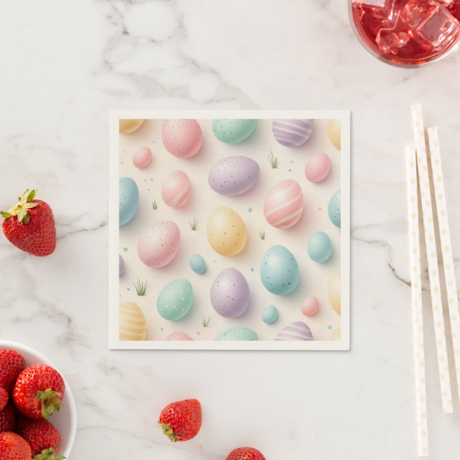 Pastel Egg Paper P:arty Napkins (Insitu)