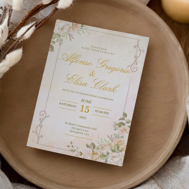 Pastel Elegant Boho Floral Watercolor Wedding Invitation (Creator Uploaded)