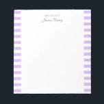 Pastel Elegant Classic Script Great Ideas Feminine Notepad<br><div class="desc">Personalized classic elegant girly pastel aesthetic notepad for her. With a saying "Great ideas of". Classic pastel lilac lavender purple-colored stripes pattern on a white,  trendy useful notepad.</div>