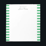 Pastel Elegant Classic Script Great Ideas Feminine Notepad<br><div class="desc">Personalised classic elegant girly pastel aesthetic notepad for her. With a saying "Great ideas of". Classic green-coloured stripes pattern on a white,  trendy useful notepad.</div>