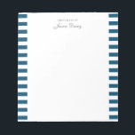 Pastel Elegant Classic Script Great Ideas Homme Notepad<br><div class="desc">Personalized classic elegant girly pastel aesthetic notepad for him or her. With a saying "Great ideas of". Classicnavy blue-colored stripes pattern on a white,  trendy useful notepad.</div>