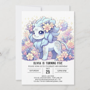 Pastel Elegant Lion Digital Birthday Invitation