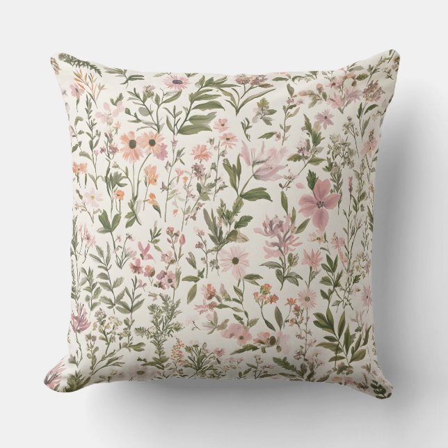 Pastel Elegant Purple \ pink Wildflowers Cushion (Front)