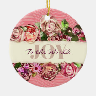 Pastel Elegant Vintage Blush Victorian Rose Custom Ceramic Ornament