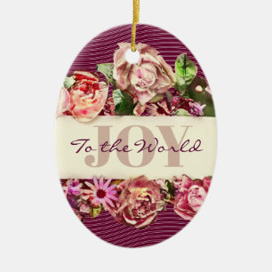 Pastel Elegant Vintage Blush Victorian Rose Custom Ceramic Ornament