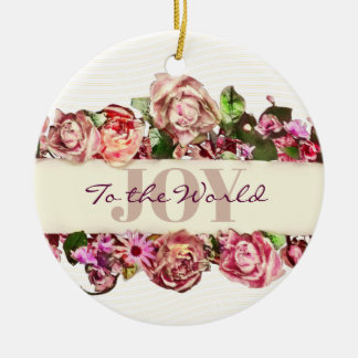 Pastel Elegant Vintage Blush Victorian Rose Custom Ceramic Ornament