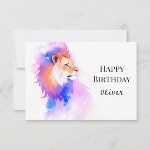 Pastel Elegant Wild Lion Birthday Card