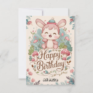 Pastel Enchanted Bunny Digital Birthday Card