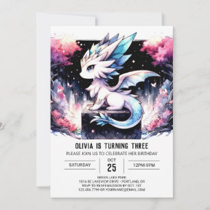 Pastel Enchanted Dragon Birthday Invitation