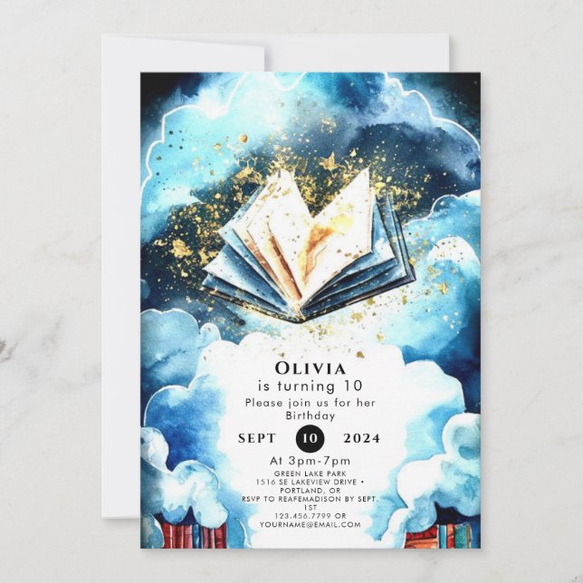 Pastel Enchanted Fun Storybook Birthday Invitation (Front)