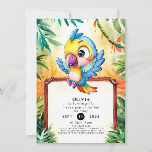 Pastel Enchanted Parrot Birthday Invitation