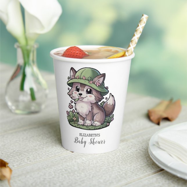 Pastel Enchanted Wolf Baby Shower Paper Cups (Insitu)