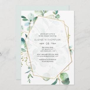 Pastel Eucalyptus Geometric Greenery Bridal Shower Invitation