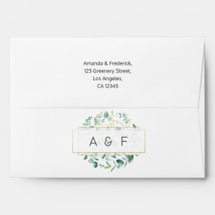 Pastel Eucalyptus Geometric Greenery Wedding Envelope