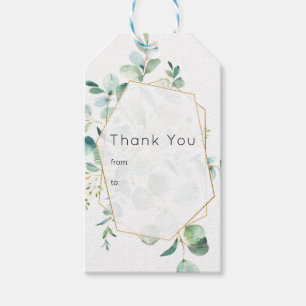 Pastel Eucalyptus Geometric Greenery Wedding Gift Tags