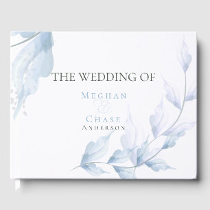 Pastel Faded Lilac and Dusty Blue Foliage Guest Book