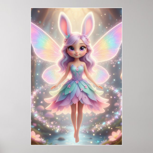 Pastel Fairy Bunny – Magical Fantasy Poster Art (Front)