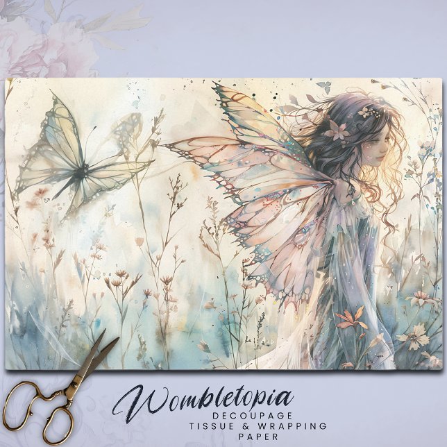 Pastel Fairy Meadow Butterfly & Floral Decoupage Tissue Paper (Creator Uploaded)