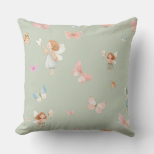 Pastel Fairy Pattern Cute Butterfly Nursery Design Cushion