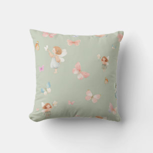 Pastel Fairy Pattern Cute Butterfly Nursery Design Cushion
