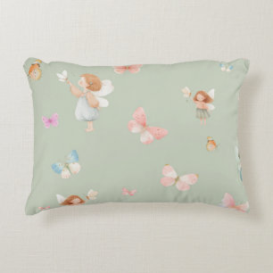 Pastel Fairy Pattern Cute Butterfly Nursery Design Decorative Cushion