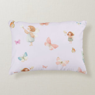 Pastel Fairy Pattern Cute Butterfly Nursery Design Decorative Cushion