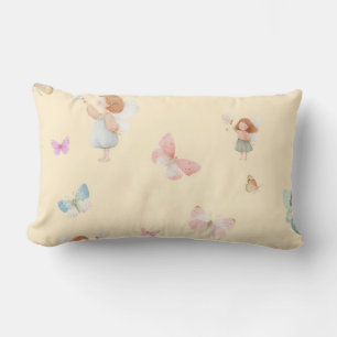 Pastel Fairy Pattern Cute Butterfly Nursery Design Lumbar Cushion