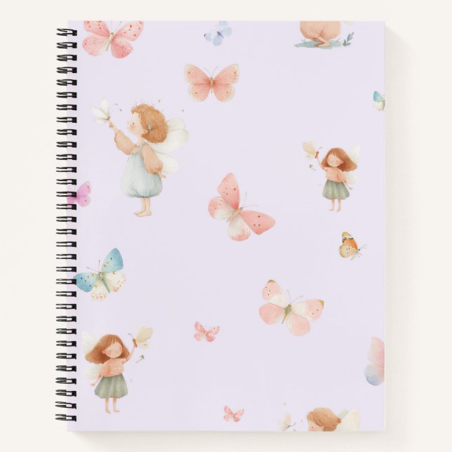 Pastel Fairy Pattern Cute Butterfly Nursery Design Notebook (Front)