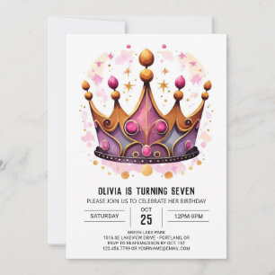 Pastel Fairytale Princess Crown Birthday Invitation