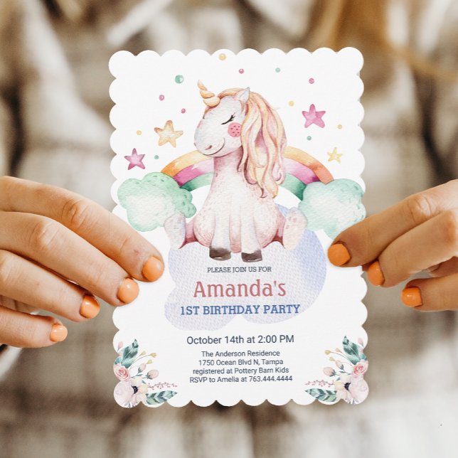 Pastel Fairytale Unicorn Girl Birthday Invitation (Pastel Fairytale Unicorn Girl Birthday Invitation)