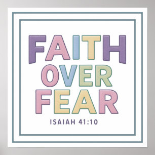 Pastel Faith Over Fear Bold Isaiah 41 10 Scripture Poster