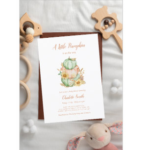 Pastel Fall Baby Shower Watercolor Pumpkin Invitation