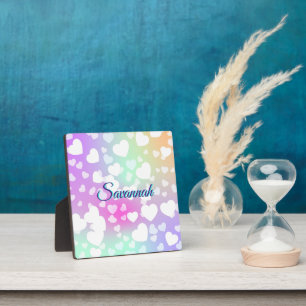 Pastel Falling Hearts Personalised    Plaque