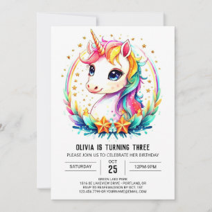Pastel Fantastic Unicorn Birthday Invitation