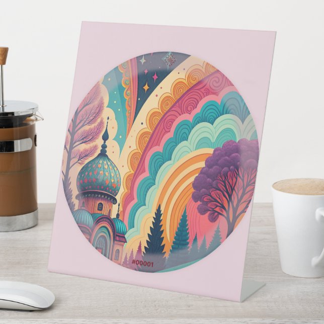 Pastel Fantasy Dome Pedestal Sign – Customisable (In SItu)