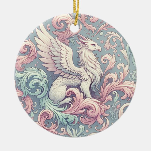 Pastel Fantasy Griffin  Ceramic Ornament (Front)