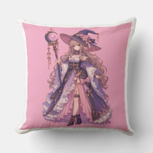 Pastel Fantasy Pixel Witch Girl Cushion
