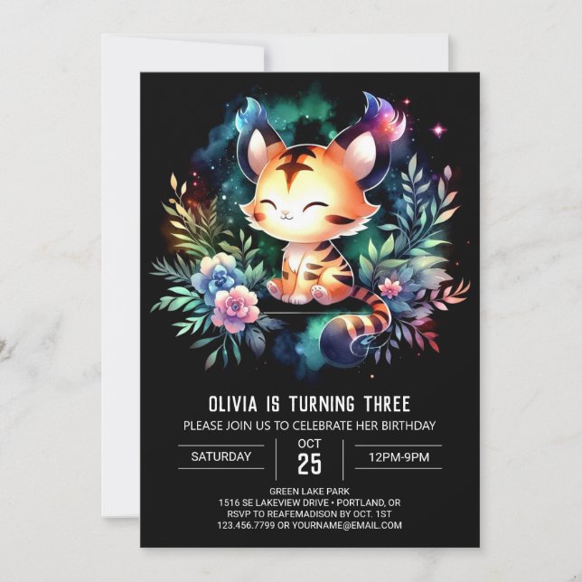 Pastel Fantasy Tiger Birthday Invitation (Front)