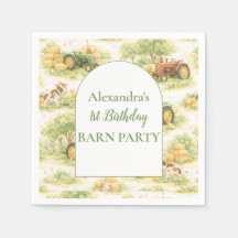 Pastel Farm Tractor Barnyard 1st Birthday